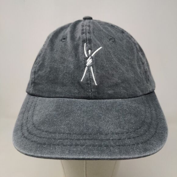 ZKAPZ Men's Slideback Hat Gray OSFA Embroidered Stick Figure Waving Logo - Picture 2 of 11